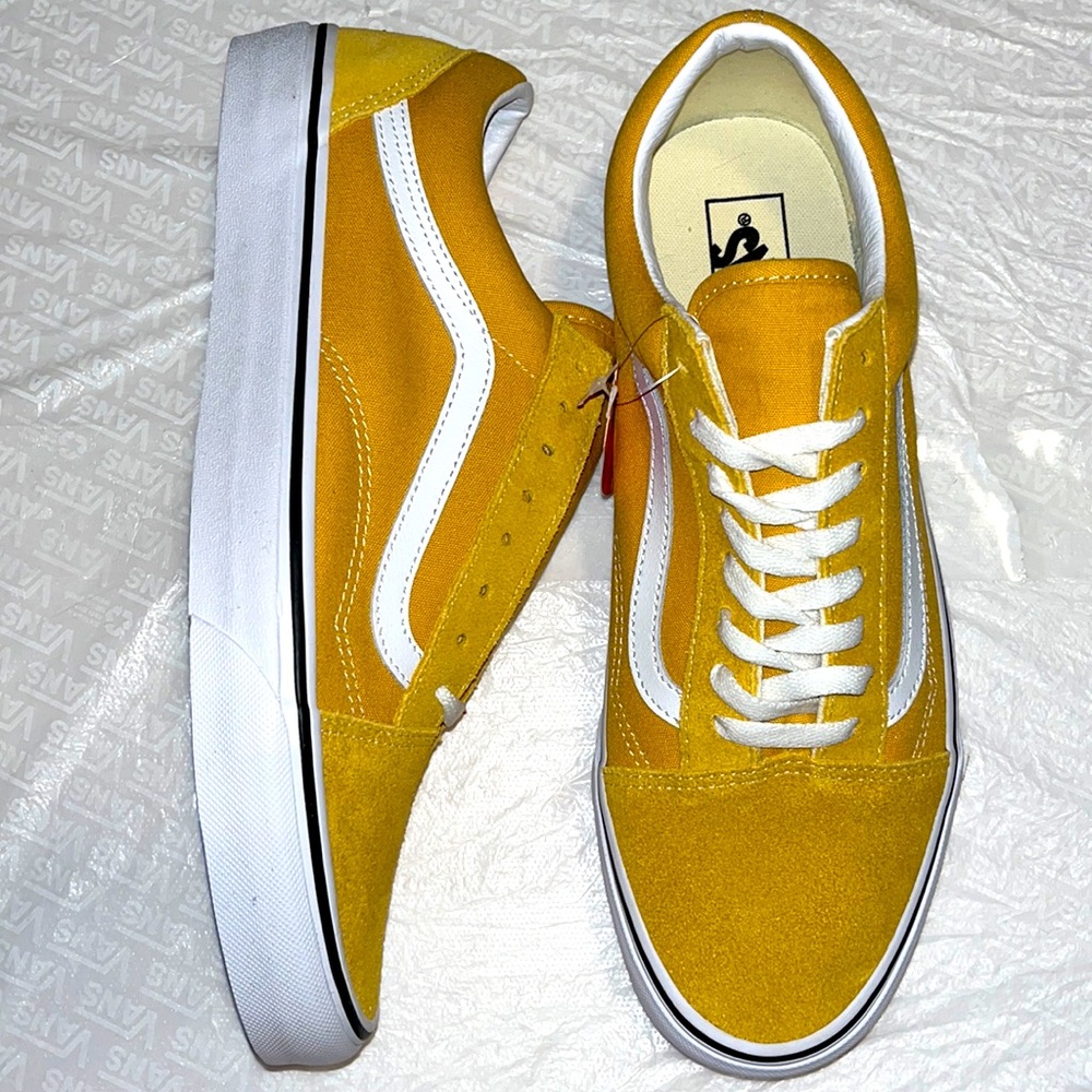 Old Skool Vans ochre white